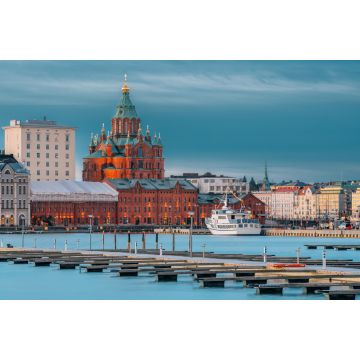 Lais Puzzle - Helsinki, Finnland. Kanavaranta Straße mit Uspenski Kathedrale im Winter Morgen - 2.000 Teile