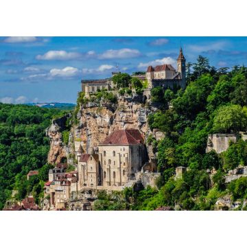 Lais Puzzle - Rocamadour mittelalterliches Heiligtum Stadtbild mit blauem Himmel und einige Wolken, Lot, Frankreich - 1.000 Teile