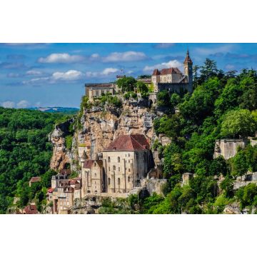 Lais Puzzle - Rocamadour mittelalterliches Heiligtum Stadtbild mit blauem Himmel und einige Wolken, Lot, Frankreich - 2.000 Teile