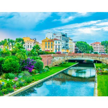 Lais Puzzle - Blick bei Sonnenuntergang auf den Fluss La Bassa, der durch das Stadtzentrum von Perpignan fließt, Frankreich - 40, 100, 200, 500, 1.000 & 2.000 Teile