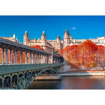 Lais Puzzle - Paris, Panorama im Herbst, die Bir-Hakeim-Brücke und schöne Pariser Gebäude, Blick auf die Seine - 1.000 Teile