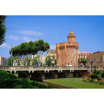 Lais Puzzle - Blick auf den Kanal und das Schloss von Perpignan im Frühling. Pyrenäen-Orientales, Frankreich - 1.000 Teile