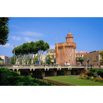 Lais Puzzle - Blick auf den Kanal und das Schloss von Perpignan im Frühling. Pyrenäen-Orientales, Frankreich - 2.000 Teile