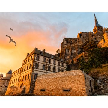 Lais Puzzle - Möwen im Flug über dem dramatischen Sonnenuntergang auf dem Mont Saint-Michel - 40, 100, 200, 500, 1.000 & 2.000 Teile