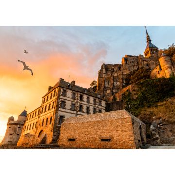 Lais Puzzle - Möwen im Flug über dem dramatischen Sonnenuntergang auf dem Mont Saint-Michel - 1.000 Teile