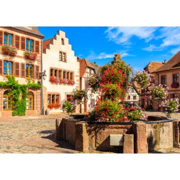 Lais Puzzle - Bunte Häuser auf einem Platz im Dorf Bergheim an der elsässischen Weinstraße, Frankreich - 1.000 Teile