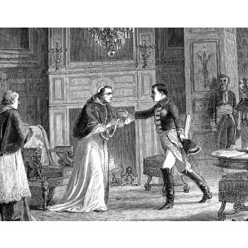 Lais Puzzle - Napoleon besucht Papst Pio VII. in Fontainebleau, Frankreich. Der Papst, den Napoleon entführt hatte, weil er sich weigerte, ihm die päpstlichen Staaten zu geben - 40, 100, 200, 500, 1.000 & 2.000 Teile