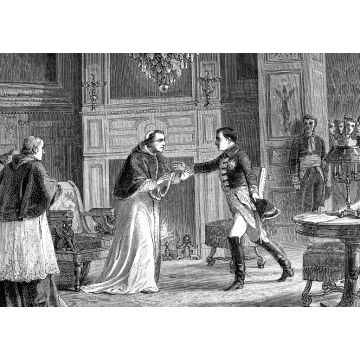 Lais Puzzle - Napoleon besucht Papst Pio VII. in Fontainebleau, Frankreich. Der Papst, den Napoleon entführt hatte, weil er sich weigerte, ihm die päpstlichen Staaten zu geben - 1.000 Teile