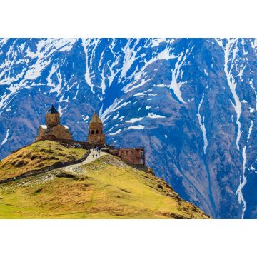 Lais Puzzle - Dreifaltigkeitskirche Gergeti (Tsminda Sameba), Dreifaltigkeitskirche in der Nähe des Dorfes Gergeti in den kaukasischen Bergen, Georgien - 1.000 Teile