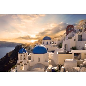Lais Puzzle - Traditionelle weiße Architektur in Oia auf Santorin, beleuchtet von einem wunderschönen Sonnenuntergang in Griechenland - Europa - 2.000 Teile