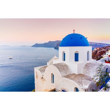 Lais Puzzle - Malerischer Blick auf die Altstadt von Oia auf der Insel Santorin, weiße Häuser, Windmühlen und Kirche mit blauen Kuppeln, Griechenland - 2.000 Teile
