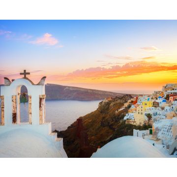 Lais Puzzle - Stadtbild von Oia, traditionelles griechisches Dorf auf Santorin, mit weißem Glockenturm bei Sonnenuntergang, Griechenland - 40, 100, 200, 500, 1.000 & 2.000 Teile