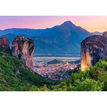 Lais Puzzle - Touristenattraktion Meteora, Klöster auf den Klippen im Sonnenuntergangslicht in Griechenland - 1.000 Teile