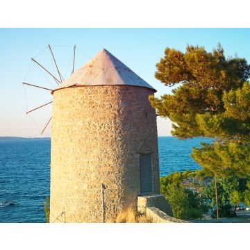 Lais Puzzle - Schöne Aussicht auf alte Windmühle und Meer auf der Insel Hydra, Griechenland bei Sonnenuntergang - 40, 100, 200, 500, 1.000 & 2.000 Teile