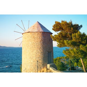 Lais Puzzle - Schöne Aussicht auf alte Windmühle und Meer auf der Insel Hydra, Griechenland bei Sonnenuntergang - 2.000 Teile