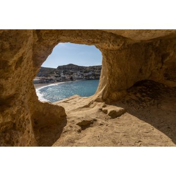 Lais Puzzle - Beeindruckende römische Katakomben in den Sandsteinfelsen über dem Strand von Matala, Kreta, Griechenland - 2.000 Teile