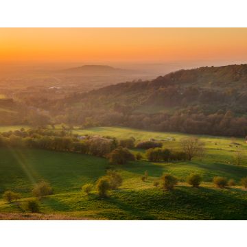 Lais Puzzle - Warmer orangefarbener Sonnenuntergang über dem Gloucester Valley in England - 40, 100, 200, 500, 1.000 & 2.000 Teile