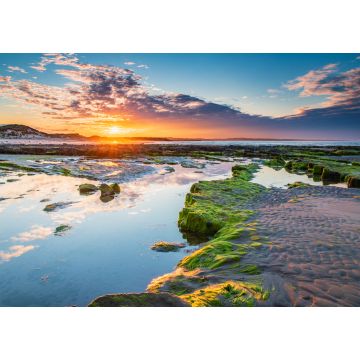 Lais Puzzle - Sonnenuntergang über dem Low Hauxley Rockpool / Der Low Hauxley Beach an der Küste von Northumberland besteht sowohl aus sandigen Bereichen als auch aus Felsen - 1.000 Teile