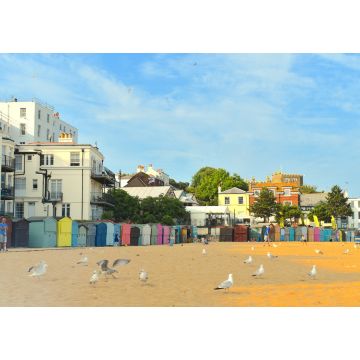 Lais Puzzle - Bunte Strandhütten am Strand, Viking Bay, Broadstairs, Kent, Großbritannien - 1.000 Teile