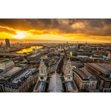 Lais Puzzle - London, England - Panoramablick auf die Skyline von London von der Spitze der St. Paul's Cathedral bei Sonnenuntergang mit schönen goldenen Himmel und Wolken genommen - 2.000 Teile