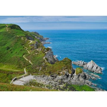 Lais Puzzle - Die Küste von Nord-Devon in der Nähe von Lee Bay zeigt die steil abfallenden Schieferschichten der Morte Slates Formation - ein Sedimentgestein, das in der Devonzeit entstand - 1.000 Teile