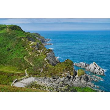 Lais Puzzle - Die Küste von Nord-Devon in der Nähe von Lee Bay zeigt die steil abfallenden Schieferschichten der Morte Slates Formation - ein Sedimentgestein, das in der Devonzeit entstand - 2.000 Teile