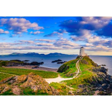 Lais Puzzle - Blick auf den Leuchtturm auf der Insel Llanddwyn an der Küste von Anglesey in Nordwales bei Sonnenuntergang - 1.000 Teile