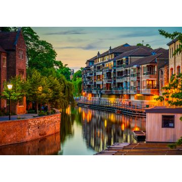 Lais Puzzle - Wasserkanal der Stadt Cambridge in der Abenddämmerung. England - 1.000 Teile
