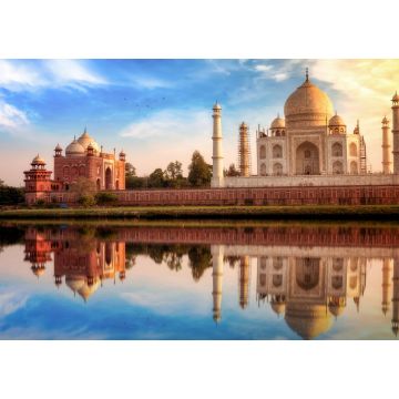 Lais Puzzle - Taj Mahal Agra mit Blick auf das Osttor bei Sonnenuntergang mit Wasserreflexionen - 1.000 Teile