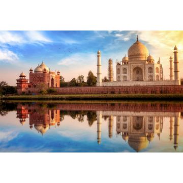 Lais Puzzle - Taj Mahal Agra mit Blick auf das Osttor bei Sonnenuntergang mit Wasserreflexionen - 2.000 Teile