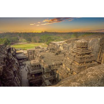 Lais Puzzle - Kailas-Tempel in den in den Fels gehauenen Ellora-Höhlen in Indien bei Sonnenuntergang - 2.000 Teile