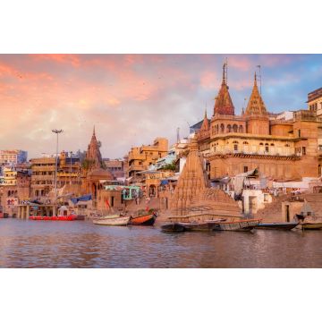 Lais Puzzle - Varanasi alte Stadtarchitektur mit Gangesufer bei Sonnenuntergang - 2.000 Teile