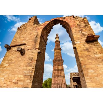 Lais Puzzle - Qutub Minar New Delhi, Indien, Das höchste Minarett in Indien ist ein Turm aus Marmor und rotem Sandstein, der den Beginn der muslimischen Herrschaft im Land repräsentiert, New Delh - 1.000 Teile