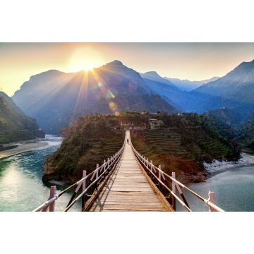 Lais Puzzle - Schöne Insel und Hängebrücke auf dem Weg nach Manali, Himachal Pradesh, Nordindien - 2.000 Teile
