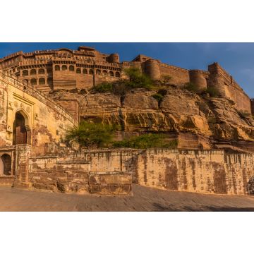 Lais Puzzle - Ein Panoramablick auf das Fort und die Altstadt oberhalb der blauen Stadt Jodhpur, Rajasthan, Indien, am späten Nachmittag - 2.000 Teile