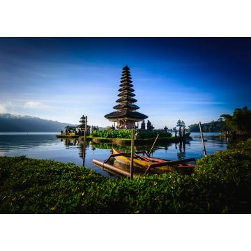 Lais Puzzle - Pura Ulun Danu Bratan, Hindu-Tempel mit Boot auf dem Bratan-See bei Sonnenaufgang in Bali, Indonesien - 1.000 Teile