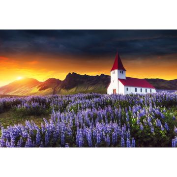 Lais Puzzle - Lutherische Kirche in Vik. Fantastischer Sonnenuntergang. Island - 2.000 Teile