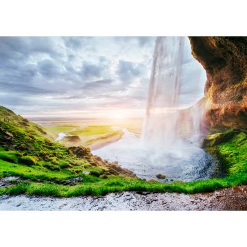 Lais Puzzle - Seljalandfoss Wasserfall bei Sonnenuntergang. Brücke über den Fluss. Fantastische Natur. Island - 1.000 Teile