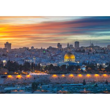 Lais Puzzle - Altstadt von Jerusalem. Stadtbild von Jerusalem, Israel mit Felsendom bei Sonnenuntergang - 1.000 Teile