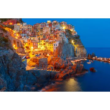 Lais Puzzle - Nächtliche Luftaufnahme des Fischerdorfs Manarola, Meereslandschaft in Five lands, Nationalpark Cinque Terre, Ligurien - 2.000 Teile
