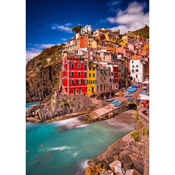 Lais Puzzle - Blick auf die bunten Häuser entlang der Küstenlinie der Cinque Terre in Riomaggiore - 1.000 Teile
