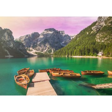 Lais Puzzle - Barche nel lago di Braies al tramonto, Südtirol - 1.000 Teile