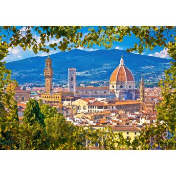 Lais Puzzle - Florenz Dächer und Kathedrale di Santa Maria del Fiore oder Duomo Blick durch Blätter Rahmen - 1.000 Teile