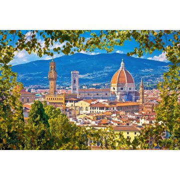 Lais Puzzle - Florenz Dächer und Kathedrale di Santa Maria del Fiore oder Duomo Blick durch Blätter Rahmen - 2.000 Teile