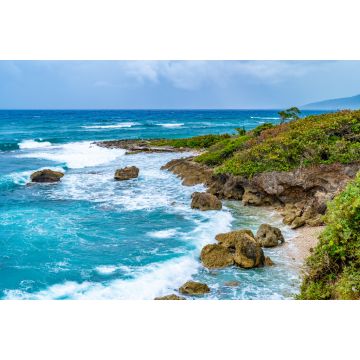 Lais Puzzle - Schöne tropische Karibik Insel Landschaft Blick. Scenic Sommerurlaub Ozean Küste Klippen Einstellung. Hohe Steilküste Ufer trifft das Meer. Coastal Bergfelsen in Saint Mary Gemeinde, Jamaika - 2.000 Teile