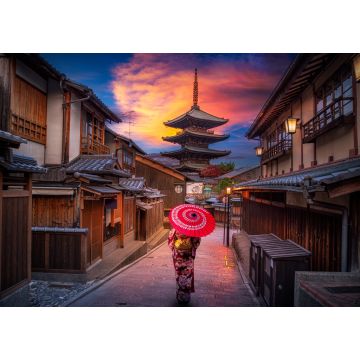 Lais Puzzle - Asiatische Frauen in traditionellen japanischen Kimonos bei der Yasaka-Pagode und in der Sannen Zaka-Straße in Kyoto, Japan - 1.000 Teile