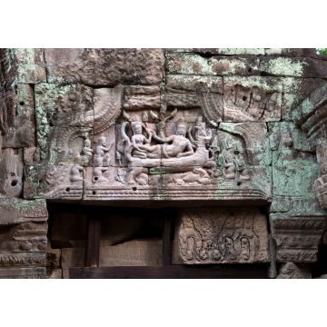 Lais Puzzle - Angkor Kambodscha, Schnitzerei des auf einer Schlange liegenden Hindu-Gottes Vishnu am Türsturz des Preah-Khan-Tempels aus dem 12. - 1.000 Teile
