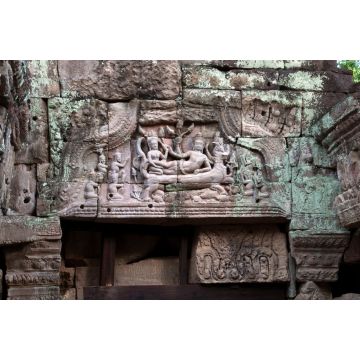 Lais Puzzle - Angkor Kambodscha, Schnitzerei des auf einer Schlange liegenden Hindu-Gottes Vishnu am Türsturz des Preah-Khan-Tempels aus dem 12. - 2.000 Teile