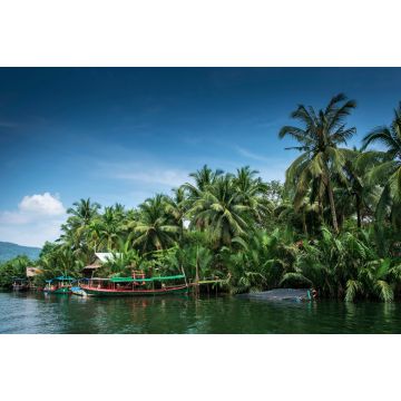 Lais Puzzle - Traditionelles Dschungelboot an der Anlegestelle am Tatai-Fluss in Kambodscha - 2.000 Teile