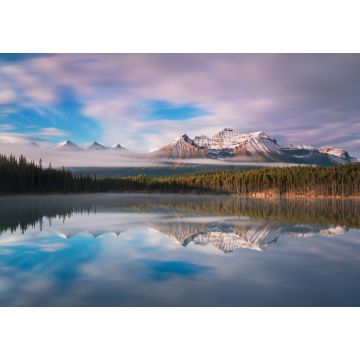 Lais Puzzle - Panorama des Herbert-Sees an einem nebligen Morgen mit Gletscherberg und Spiegelung im Banff-Nationalpark, Kanada Die kanadischen Rockies oder Canadian Rocky Mountains - 1.000 Teile